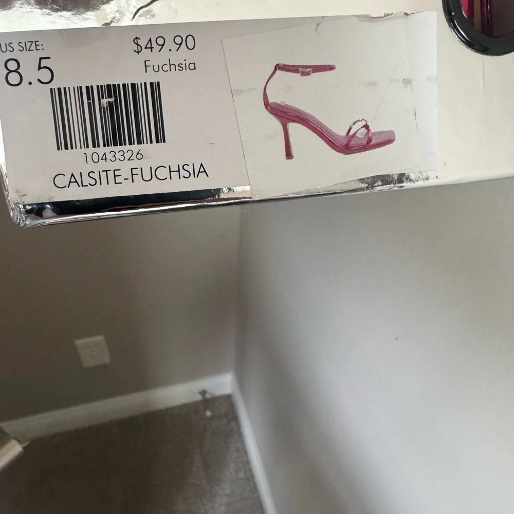 Azalea Wang Celesia Fuchsia Metallic Strappy Stiletto Heels Size 8.5